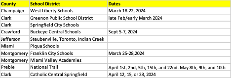 iSee OOF Schedule of Upcoming Events