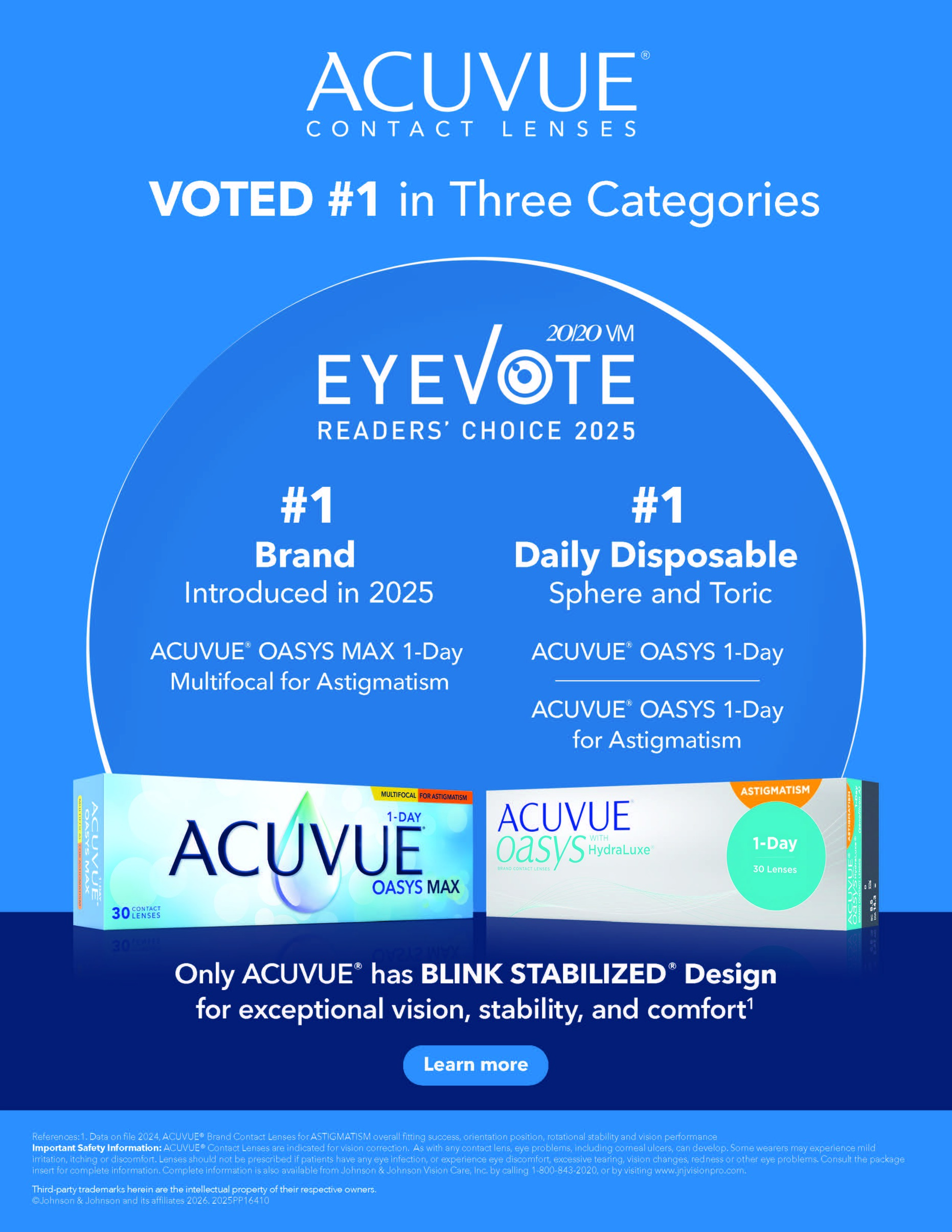 ACUVUE - Voted 1 in Three Categories